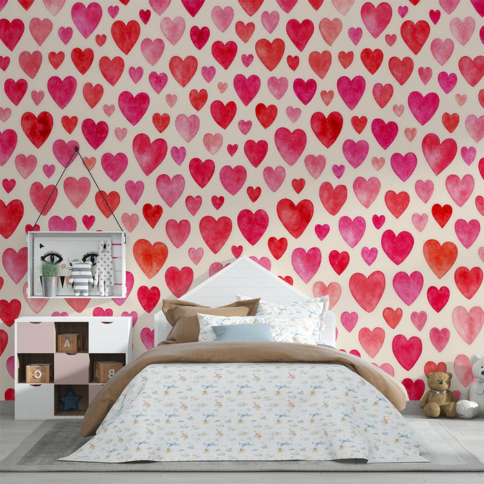 Papel pintado corazones | Diseño romántico en acuarela