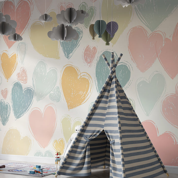 Tapet barnerom | Pastellhjerter