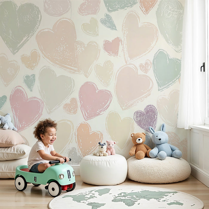 Barntapet | Pastell och romantiska hjärtan