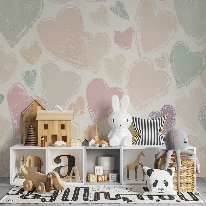 Barntapet | Pastell och romantiska hjärtan