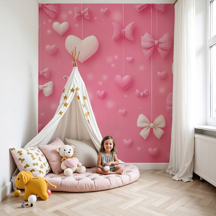 Romantisk tapet | Roser og hjerter i knude