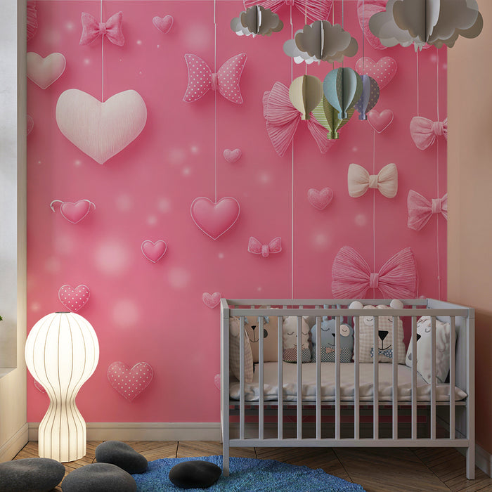 Romantisk tapet | Roser og hjerter i knude