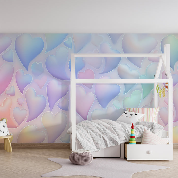 Tapet barnerom | Pastellfargede hjerter