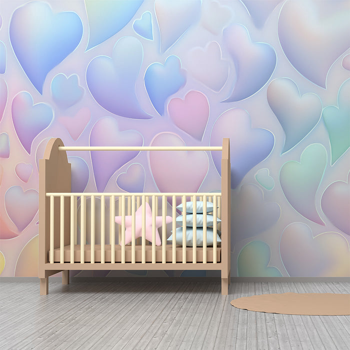 Tapet barnerom | Pastellfargede hjerter