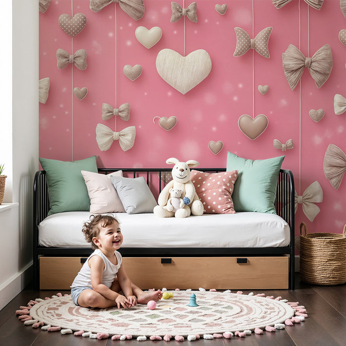 Noder og hjerter tapet | Romantisk lyserød design