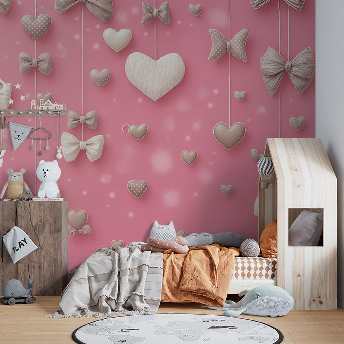 Noder og hjerter tapet | Romantisk lyserød design