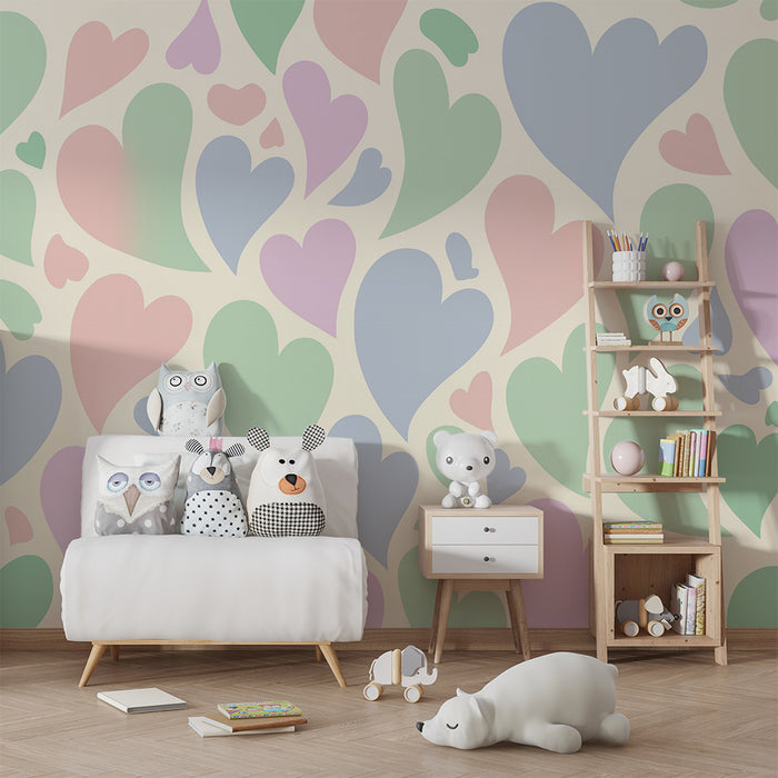 Barntapet | Glada pastellhjärtan