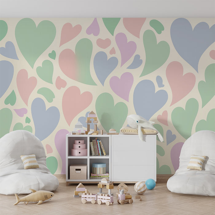 Barntapet | Glada pastellhjärtan
