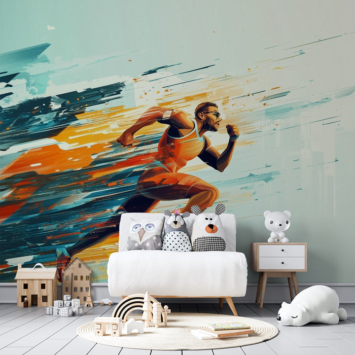 Kinderzimmer Tapete | Dynamischer Läufer in lebendigen Farben