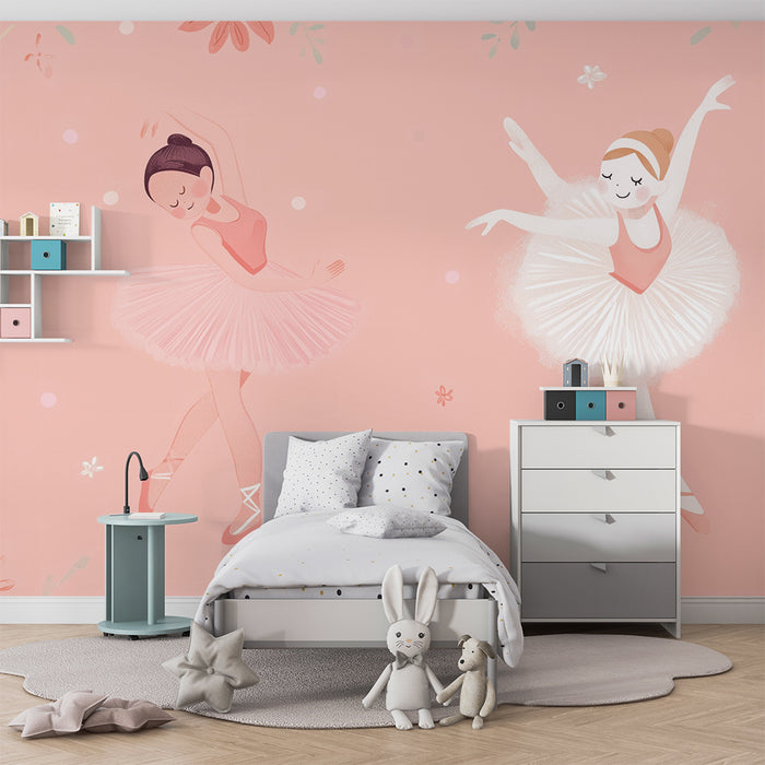 Lastenhuoneen tapetti | Balettitanssijat vaaleanpunaisella taustalla