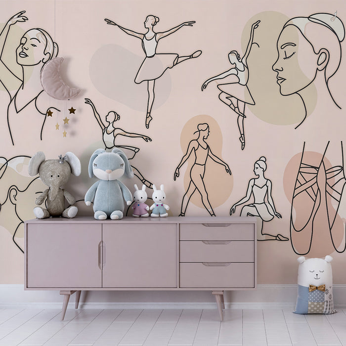Lastenhuoneen tapetti | Elegantit tanssijat luonnoksessa