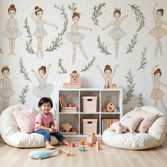 Barntapet | Eleganta dansare och delikat lövverk