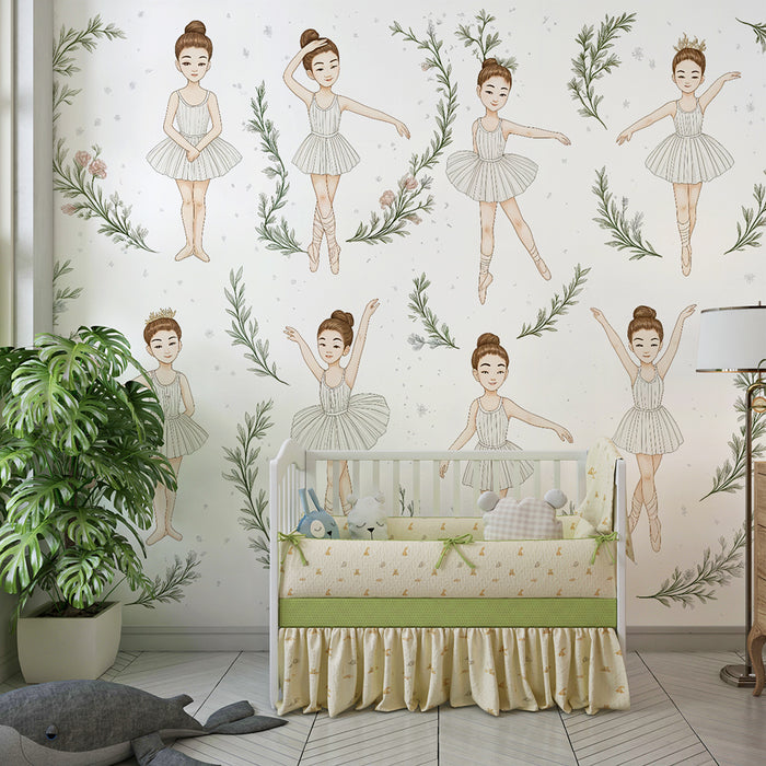 Barntapet | Eleganta dansare och delikat lövverk