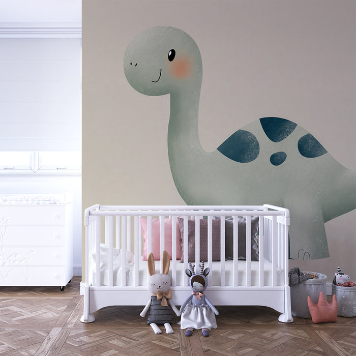 Papier peint chambre enfant | Dinosaure amical vert