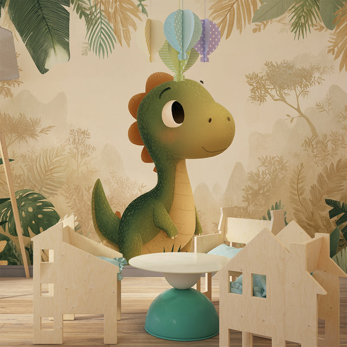 Papier peint chambre enfant | Dino et jungle tropicale