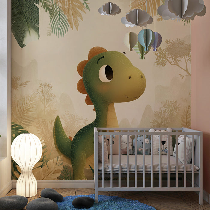 Papier peint chambre enfant | Dino et jungle tropicale