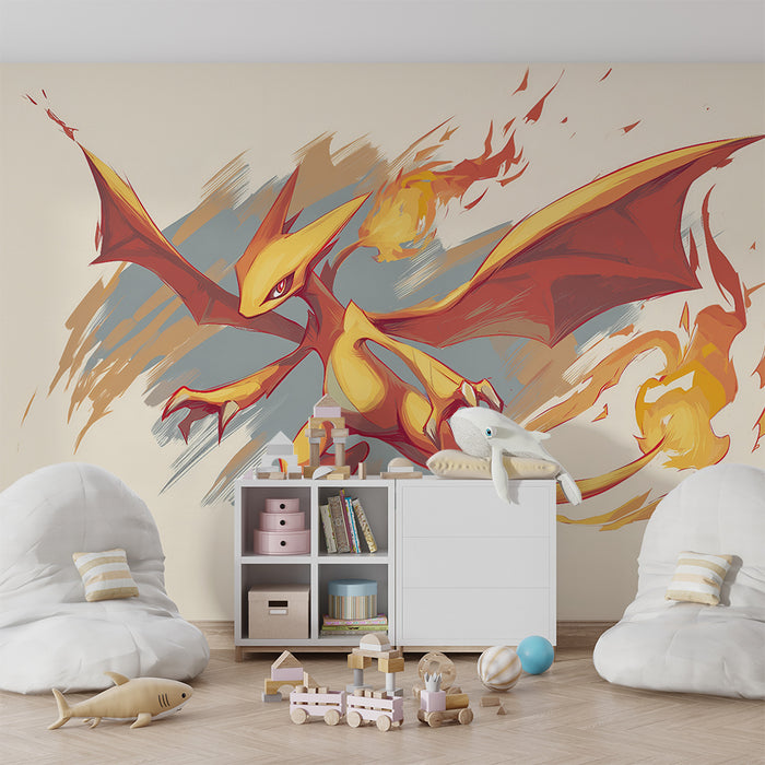 Kinderkamer behang | Vurige draak en vuurscherven