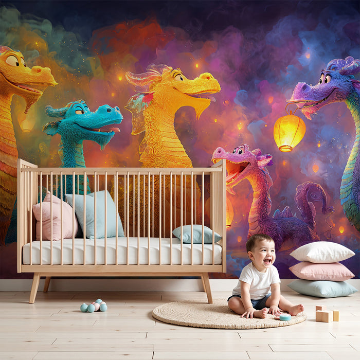 Tapety dla dzieci smocze | Kolorowa i magiczna sceneria