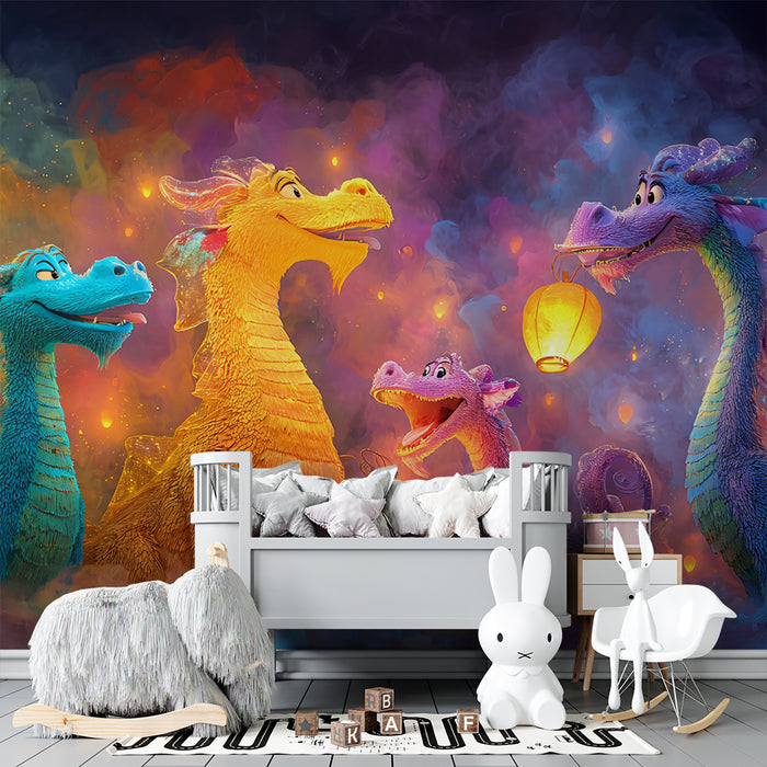Tapety dla dzieci smocze | Kolorowa i magiczna sceneria