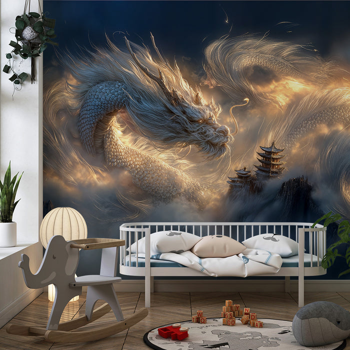 Papier peint dragon céleste | Art enchanteur