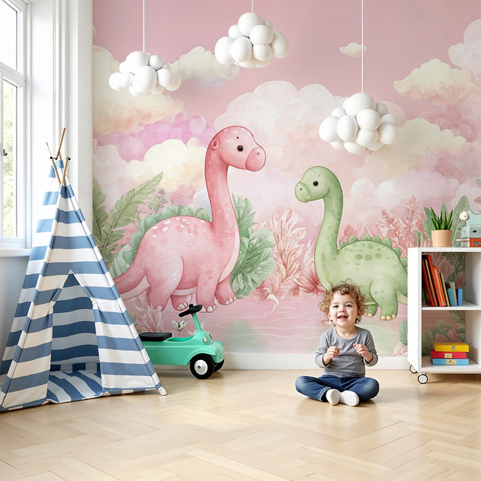 Dinosaur wallpaper | Pastel and playful decor