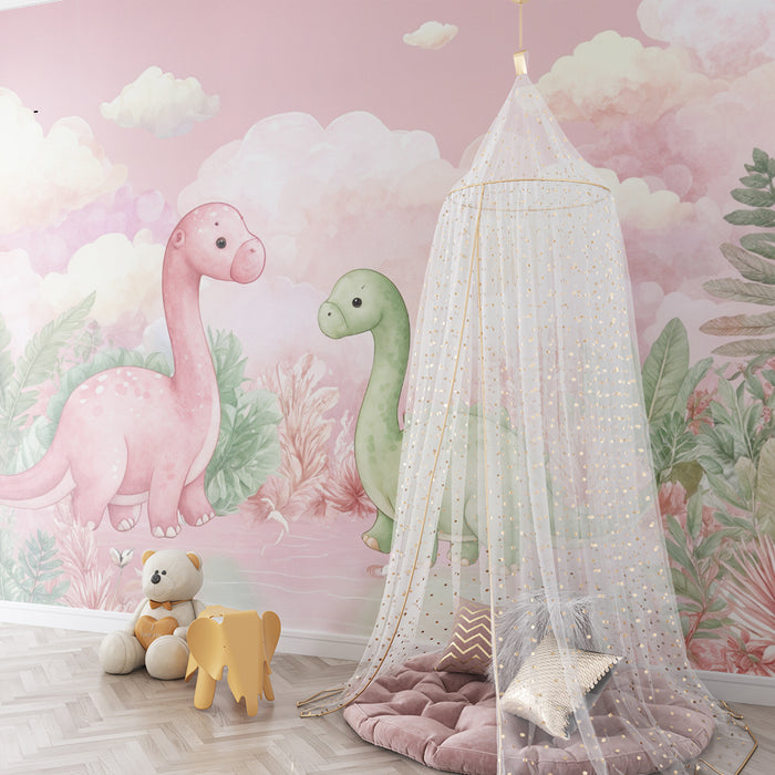 Dinosaur wallpaper | Pastel and playful decor