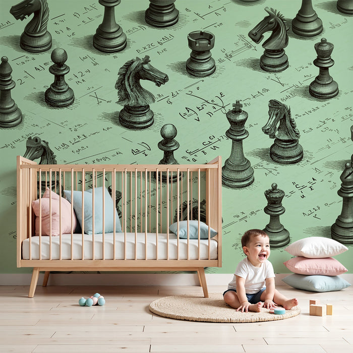 Papel de parede criança | Șah și ecuații matematice