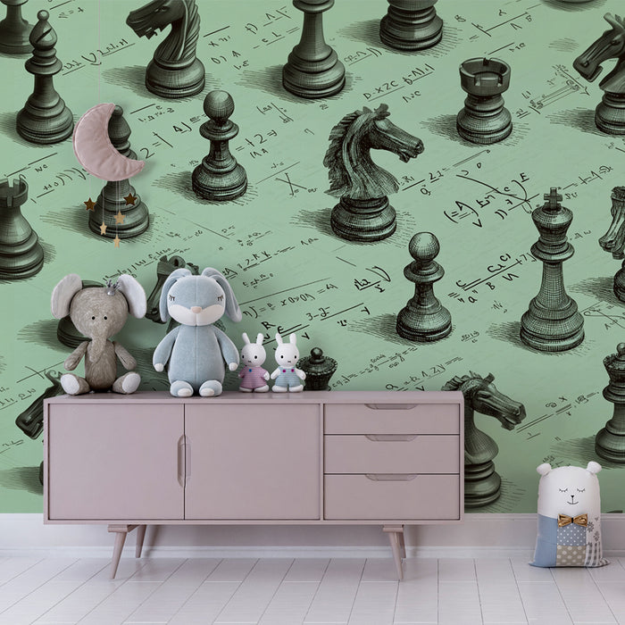 Papel de parede criança | Șah și ecuații matematice