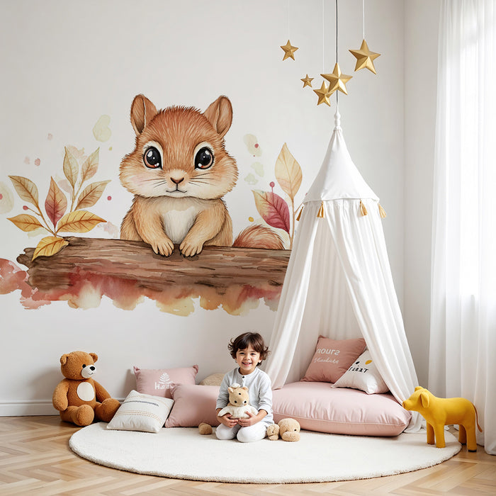 Tapet barnerom | Ekorn og høstblader