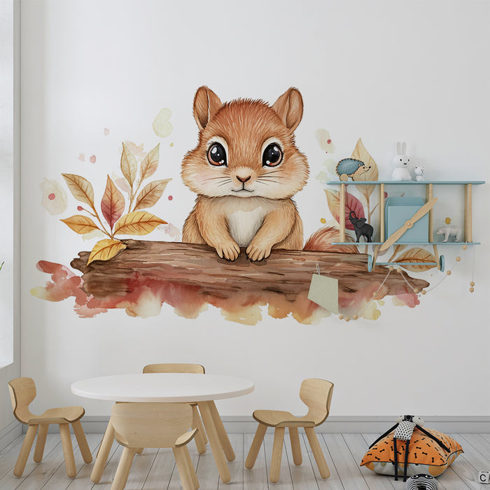 Tapet barnerom | Ekorn og høstblader