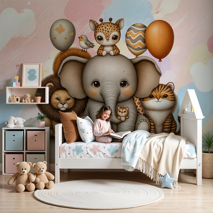 Papier peint animaux mignons | Douceur et fantaisie enfantine