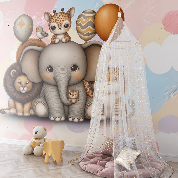 Papier peint animaux mignons | Douceur et fantaisie enfantine