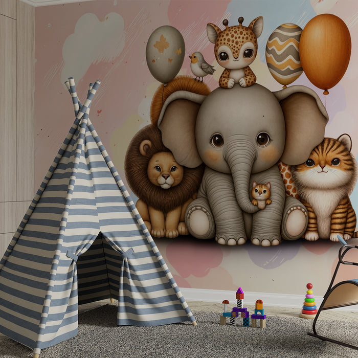 Papier peint animaux mignons | Douceur et fantaisie enfantine