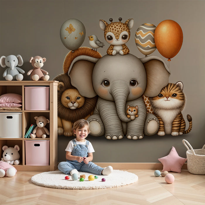 Χαριτωμένα ζωύδια ταπετσαρία | Παιδικό και χαρούμενο σχέδιο