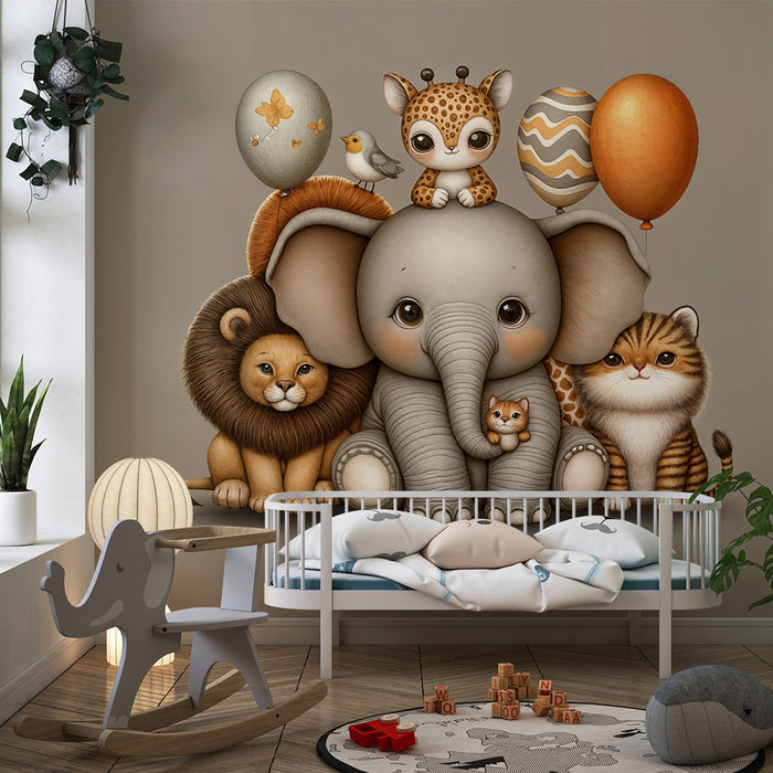 Χαριτωμένα ζωύδια ταπετσαρία | Παιδικό και χαρούμενο σχέδιο