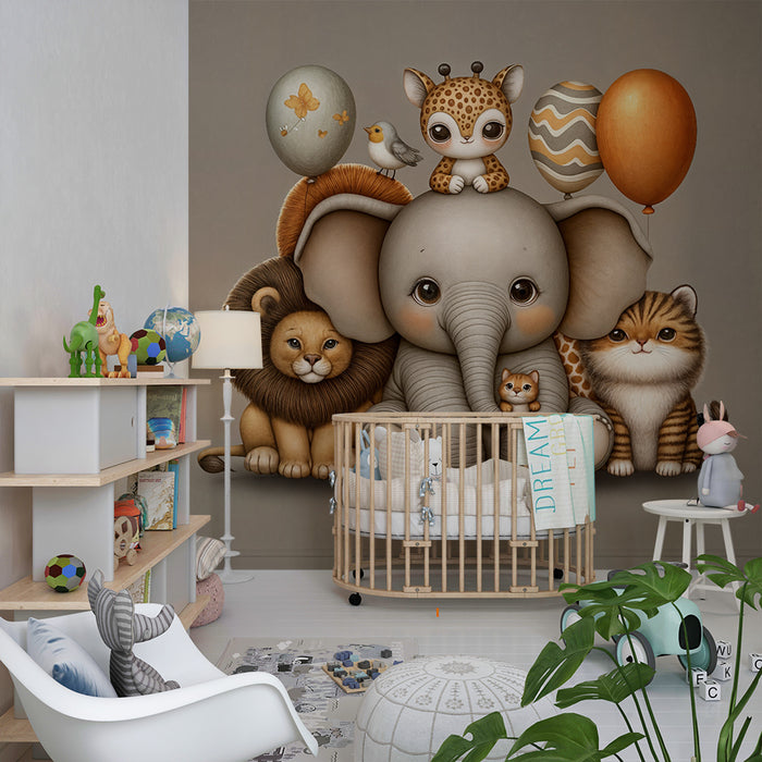 Χαριτωμένα ζωύδια ταπετσαρία | Παιδικό και χαρούμενο σχέδιο