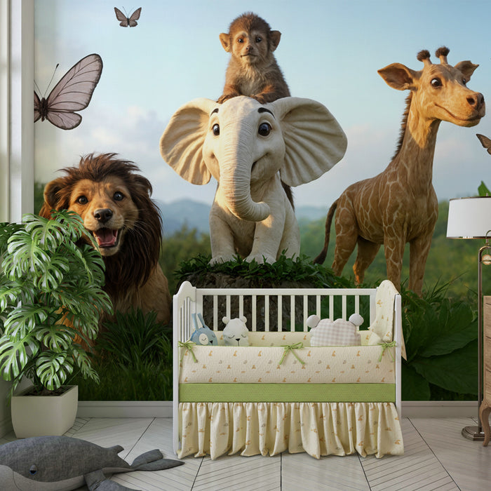 Papier peint safari | Animaux joyeux en pleine nature
