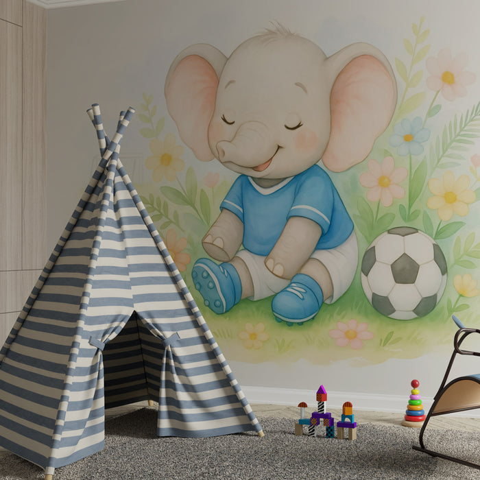 Papier peint éléphant joueur | Décoration murale enfantine