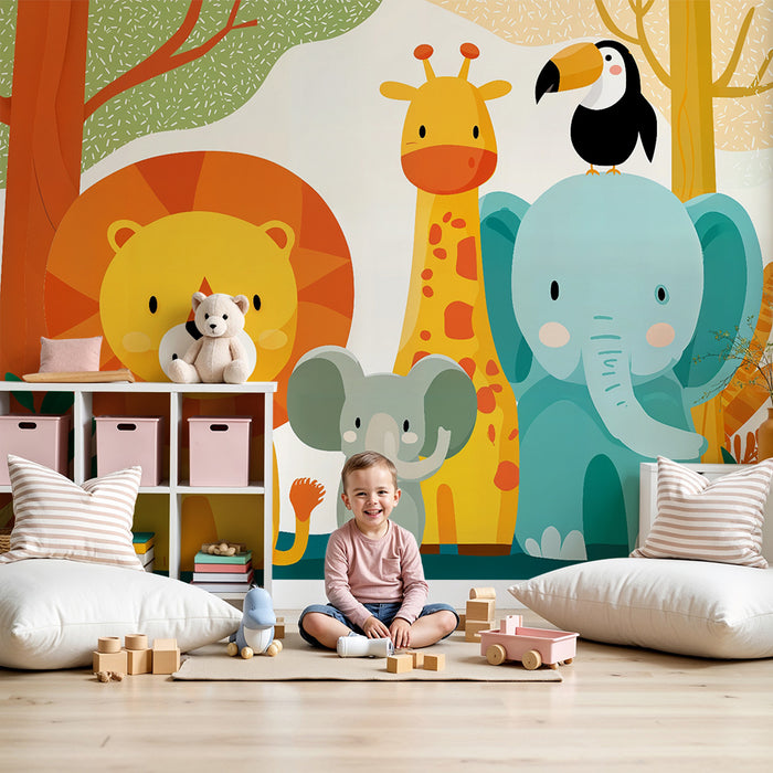 Tapet Safari Animals | Забавен и цветен декор за детска стая