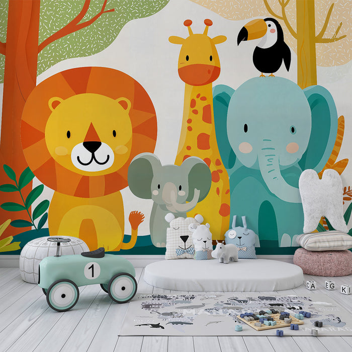 Tapet Safari Animals | Забавен и цветен декор за детска стая