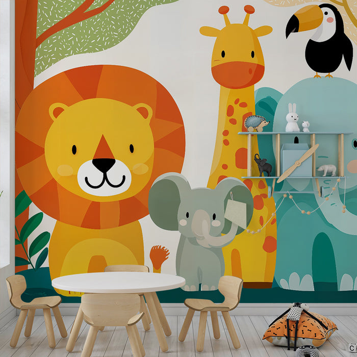 Tapet Safari Animals | Забавен и цветен декор за детска стая