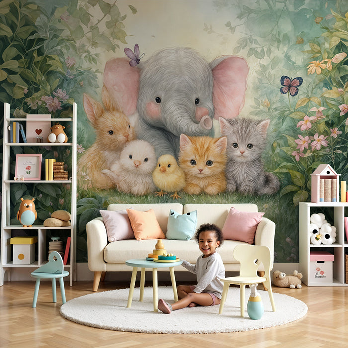 Papier peint animaux | Paysage enchanteur pour chambre enfant