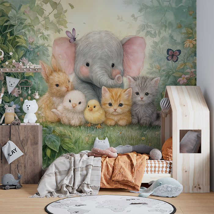 Papier peint animaux | Paysage enchanteur pour chambre enfant