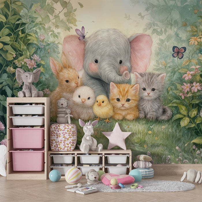 Papier peint animaux | Paysage enchanteur pour chambre enfant
