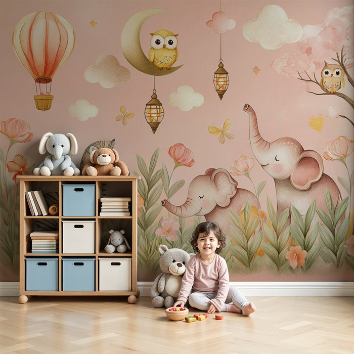 Barntapet | Förtrollande och pastellfärgad safari