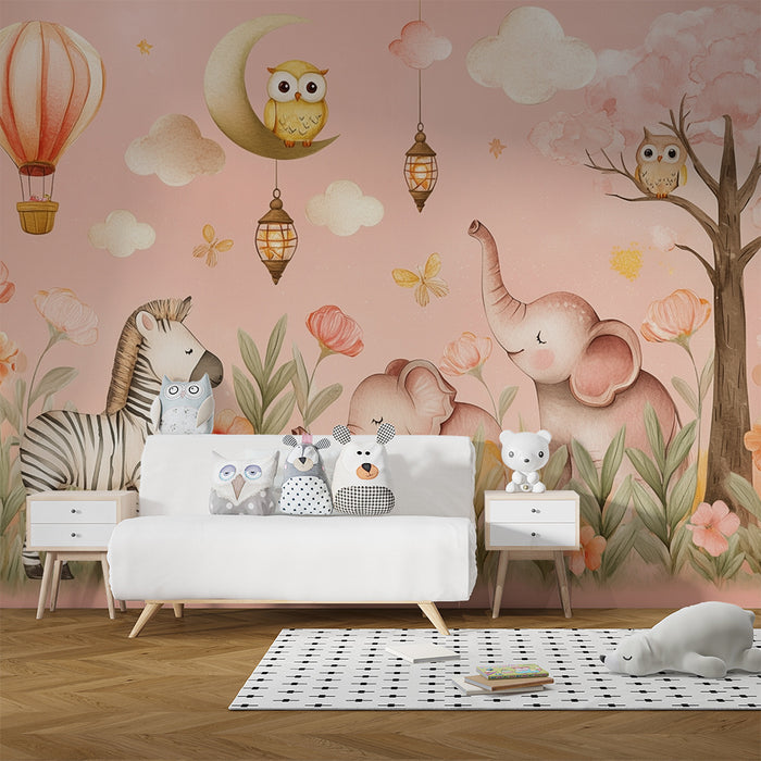 Barntapet | Förtrollande och pastellfärgad safari