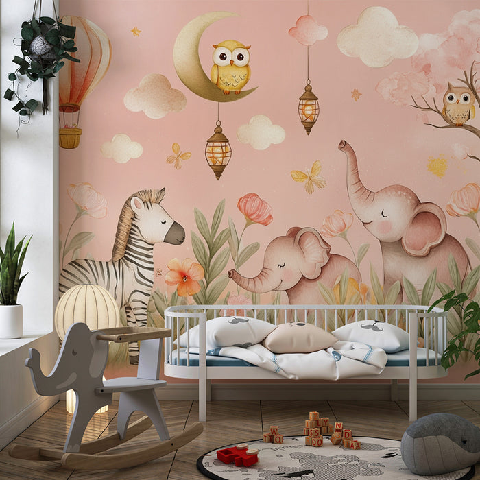 Barntapet | Förtrollande och pastellfärgad safari