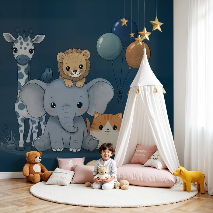 Detská tapeta s motívmi zvierat | Jemnosť a dobrodružstvo