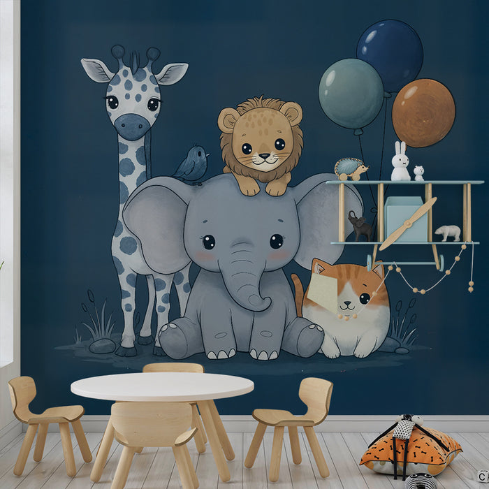 Detská tapeta s motívmi zvierat | Jemnosť a dobrodružstvo
