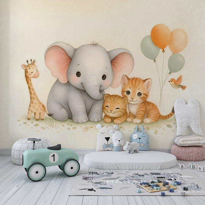 Tapeta s roztomilými zvieratkami | Jemná elegancia pre detskú izbu